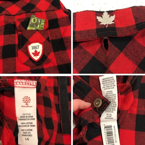 Dog Shirt: CANADIANA Buffalo plaid flannel shirt - size ‘Large’ - Picture 11 of 16